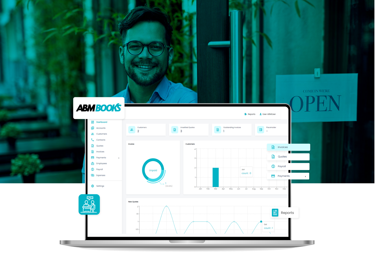 accounting software abmbooks with the background